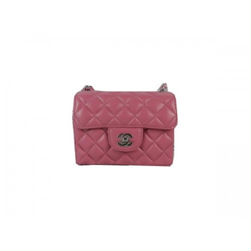 Chanel mini Classic Flap Bag Peach Sheekskin CHA1115 Argent