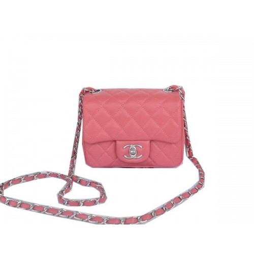 Chanel mini Classic Flap Bag Pink Original Sheekskin CHA1115 Argent