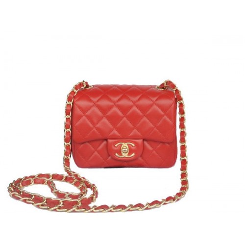 Chanel mini Classic Flap Bag Rouge Original Sheekskin CHA1115 Or