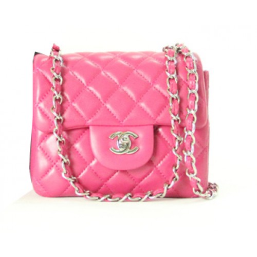 Chanel mini sac à rabat classique en cuir rose 1115 chaîne en argent