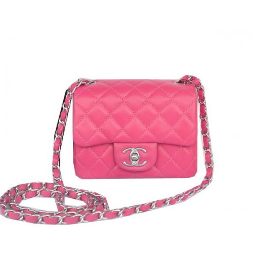 Chanel mini Classic Flap Bag Rose Original Sheekskin CHA1115 Argent