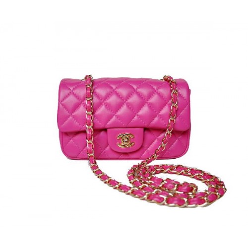 Chanel mini Classic Flap Bag Rose Sheekskin 1117 Or