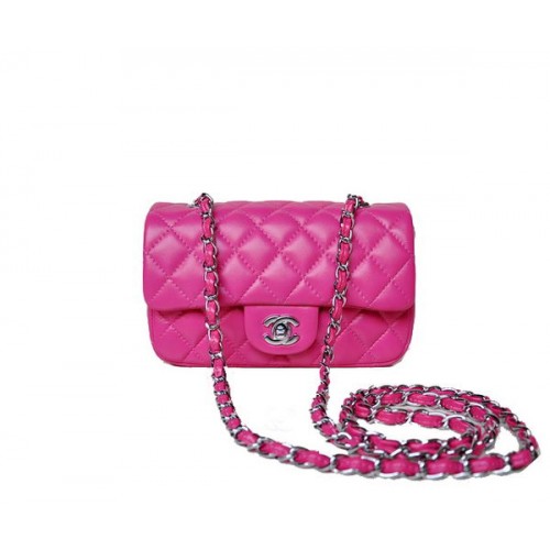 Chanel mini Classic Flap Bag Rose Sheekskin 1117 Argent