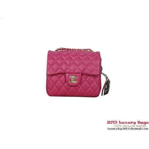 Chanel mini sac à rabat classique en peau de mouton rose 1115 or