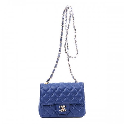 Chanel mini Classic Flap Bag RoyalBlue Sheekskin 1115 Or