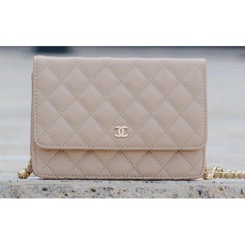 Chanel mini sac à rabat motif cannage abricot A33814 or