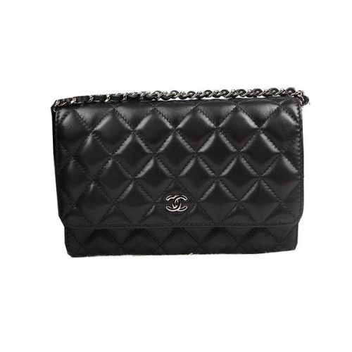 Chanel mini Flap Bag CHA33814 Cuir de Mouton Noir d'Origine Argent