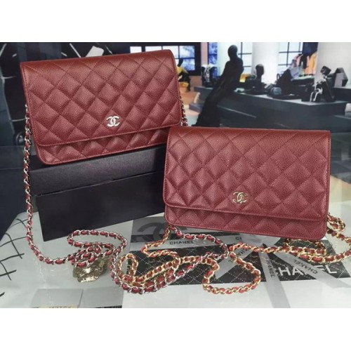 Chanel Mini Sac à Rabat Motif Cannage A8373 Bordeaux