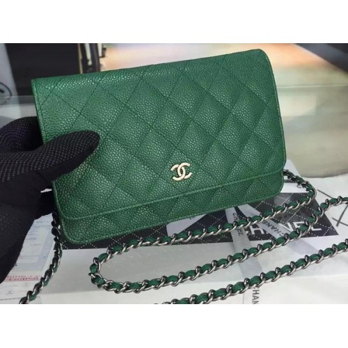 Chanel Mini Sac à Rabat Motif Cannage A8373 Vert