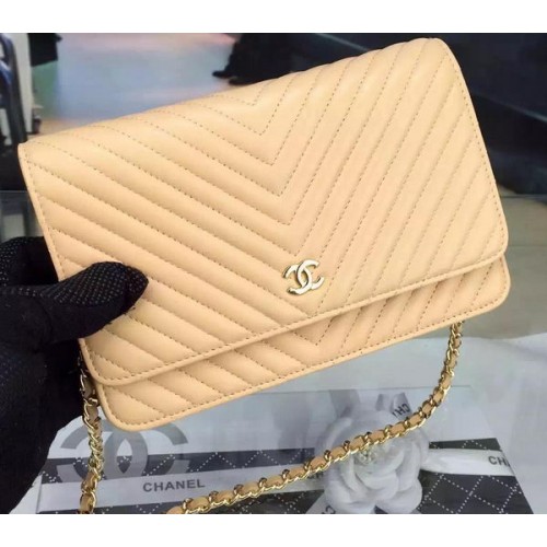 Chanel mini Flap Bag Chevron Cuir A33814 Abricot