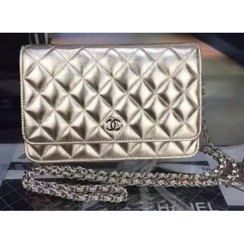 Chanel Mini Sac à Rabat Or Cannage Motif A8373 Argent