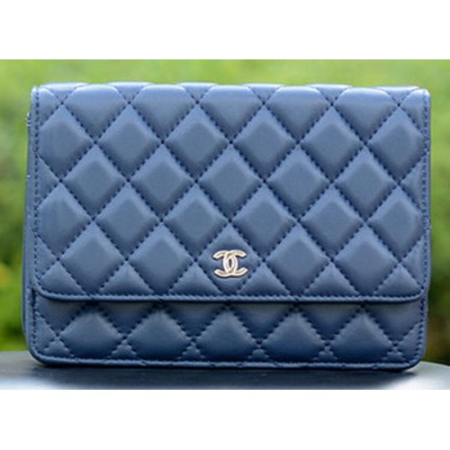 Chanel mini Flap Bags Bleu Cuir de Mouton A33814 Argent