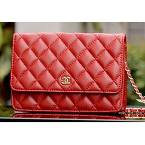 Chanel mini sacs à rabat cuir de mouton rouge A33814 or