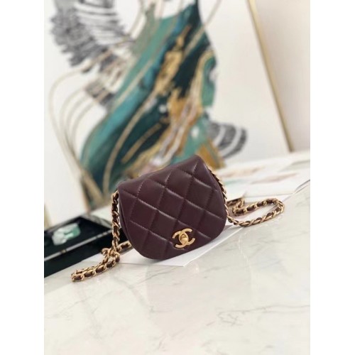 Chanel mini Flap Sac à bandoulière Cuir d'origine AP2344 Bordeaux