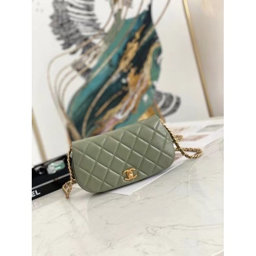 Chanel mini sac à bandoulière à rabat cuir d'origine AP2344 vert