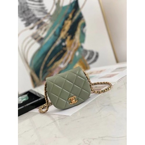Chanel mini sac à bandoulière à rabat cuir d'origine AP2344 vert
