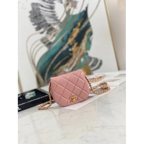 Chanel mini sac à bandoulière à rabat cuir d'origine AP2344 rose