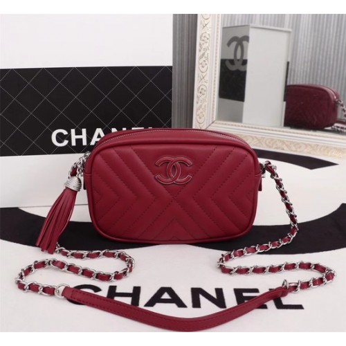 Chanel mini sac bandoulière en cuir de mouton 4669 rouge