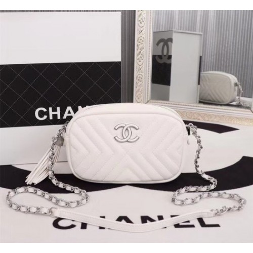 Chanel mini sac à bandoulière en cuir de mouton 4669 blanc