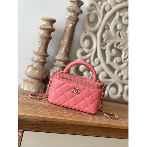 Chanel Mini Sac Bandoulière Agneau Métal Doré 81208 rose