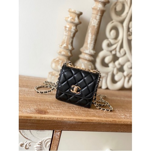 Chanel Mini Sac Bandoulière Agneau Métal Doré 88631 noir