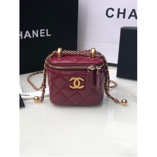 Chanel Mini Sac Bandoulière Agneau Métal Doré AP2292 Bordeaux