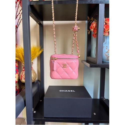Chanel Mini Sac Bandoulière Agneau Métal Doré AP2929 rose