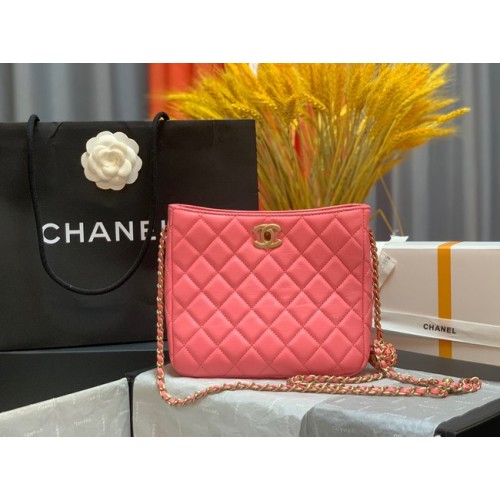 Chanel mini Sac bandoulière Agneau&Métal doré AS3259 rose