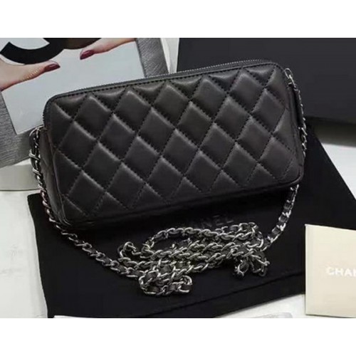 Chanel mini sac à bandoulière en cuir de mouton A7020 noir