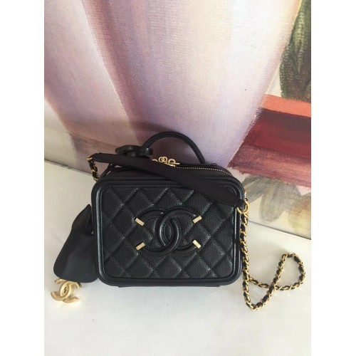 Chanel mini Vanity Case Cuir de veau grainé A93342 Noir