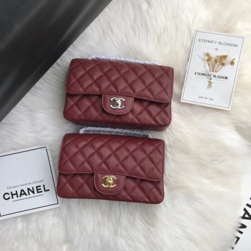 Chanel mini sac à rabat Cuir de veau grainé A1116 Bordeaux