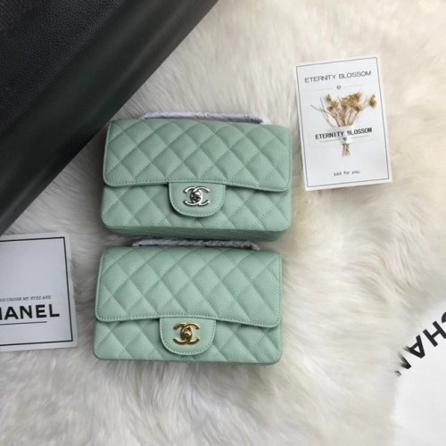 Chanel mini sac à rabat Cuir de veau grainé A1116 vert clair