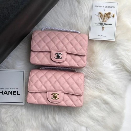 Chanel mini sac à rabat Cuir de veau grainé A1116 rose