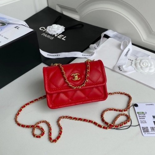 Chanel mini sac à rabat Mouton Métal Doré AP1738 rouge