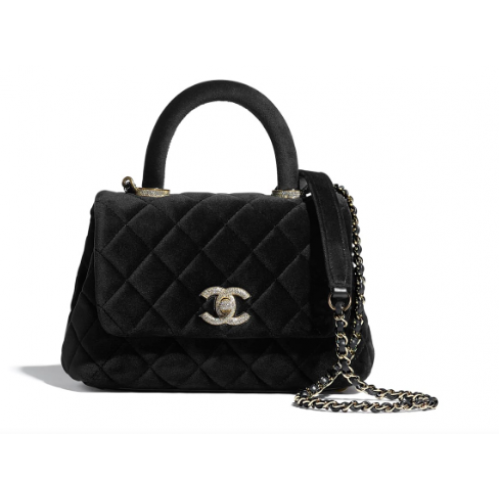 Chanel mini sac à rabat avec poignée supérieure AS2215 noir