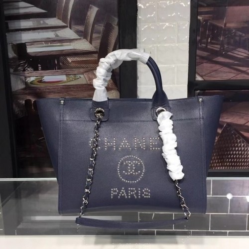 Chanel original sac fourre-tout en cuir de veau 78900 bleu marine