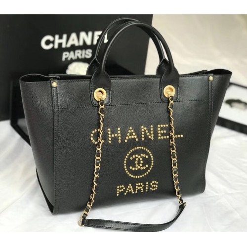 Chanel original sac fourre-tout en cuir de veau 78901 noir
