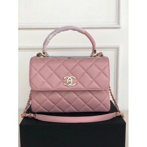 Chanel sac à rabat original en cuir d'agneau AS92236 rose&métal doré