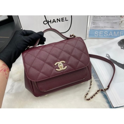 Chanel petit sac à rabat Cuir de veau Métal doré A93749 Bordeaux