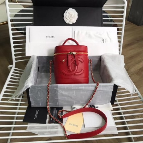 Chanel trousse de toilette Agneau Métal doré AS0323 rouge
