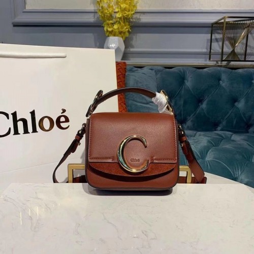 Chloe Original Petit Sac à Poignée en Cuir de Veau 3S030 Marron