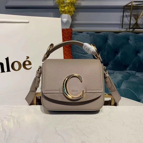 Chloe Original Petit sac à poignée en cuir de vachette 3S030 Gris