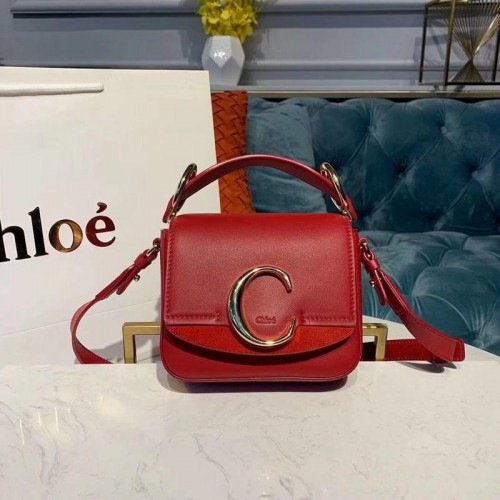 Chloe Original Petit sac à poignée en cuir de veau 3S030 Rouge