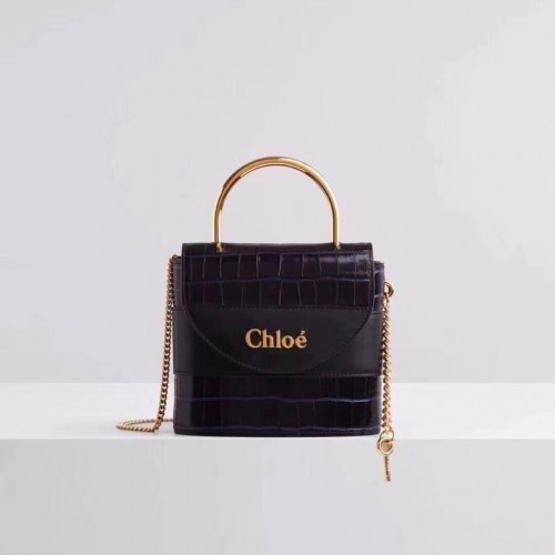 Chloe Original Petit sac à main en cuir de crocodile 3S030 noir