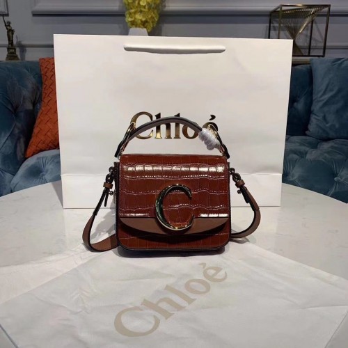 Chloe Original Petit sac à main en cuir de crocodile 3S030 marron