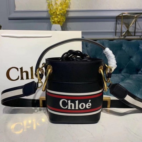 Chloe Roy Mini sac seau en cuir lisse 3S508 Noir
