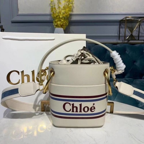 Chloe Roy Mini sac seau en cuir lisse 3S508 Blanc