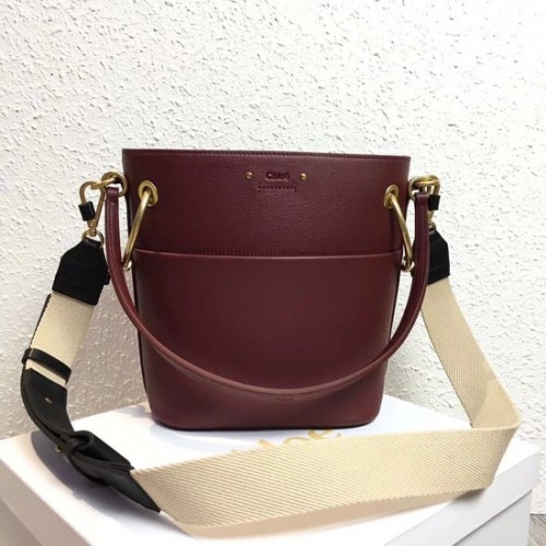 Chloe Roy Mini sac seau en cuir lisse S126 prune violet