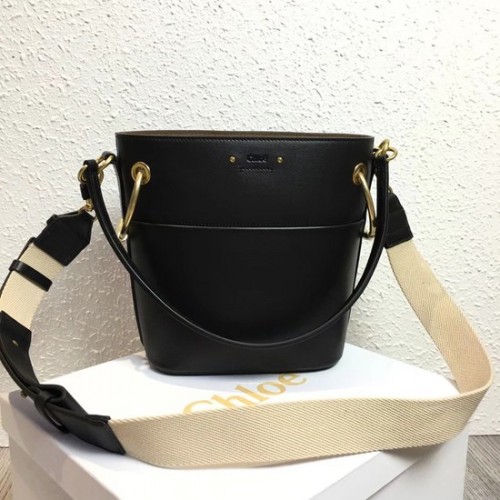 Chloe Roy Mini sac seau en cuir lisse S126 noir