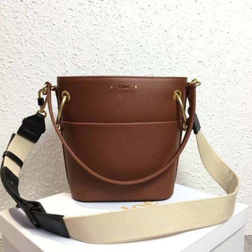 Chloe Roy Mini sac seau en cuir lisse S126 camel